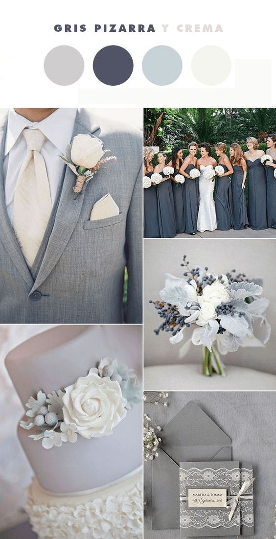 Combinación de colores de tu boda: GRIS PIZARRA Y CREMA